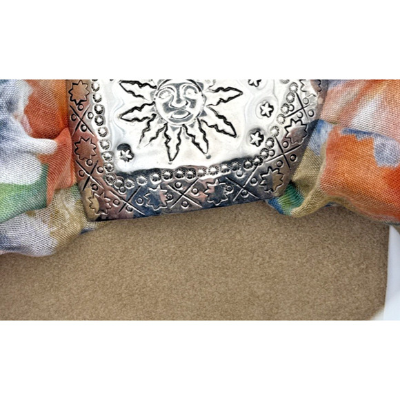 Sun and Stars Scarf Slide Stamped Metal Handmade India Western Boho Vintage - Picture 3 of 11